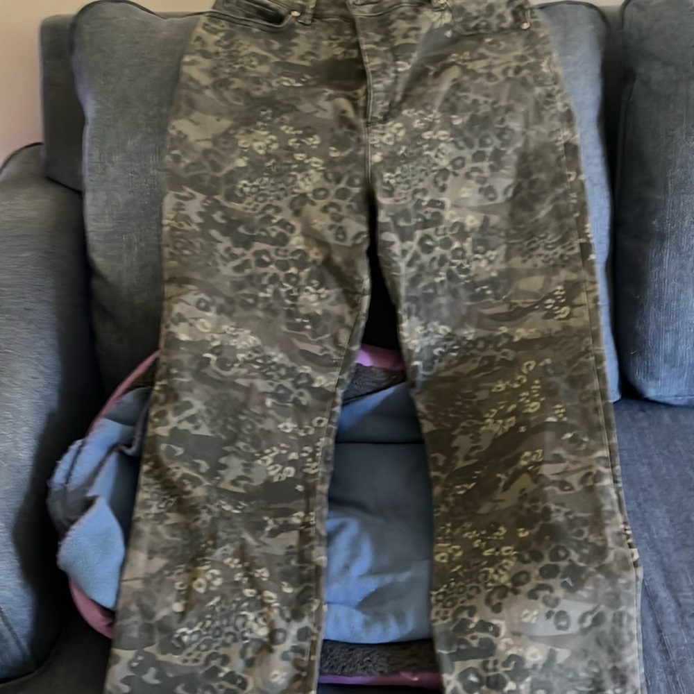 Gloria Vanderbilt Green and Gray Flare Wide Leg Jeans